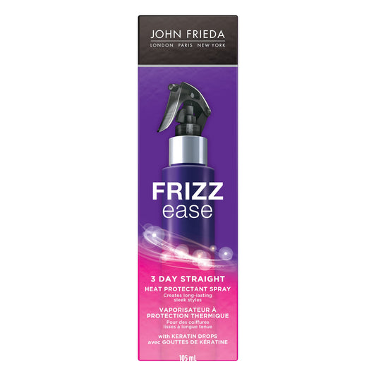 John Frieda Frizz Ease 3-Day Straight Flat Iron Styling Spray for Smoother, Flatter Hair (105 mL) | Made in Canada
