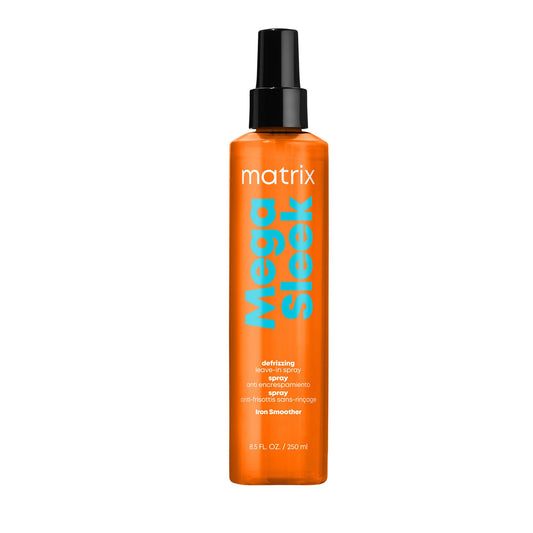 Matrix Leave-In Spray, Mega Sleek Iron Smoother, Heat Protectant, Detangler, Leaves Hair Smooth, Frizz-Free, All Hair Types, 250ml (Packaging May Vary)