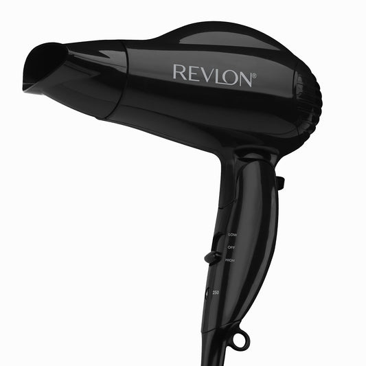 Revlon RVDR5224F Ionic Hair Dryer, Less Frizz, Folding Handle, Travel Friendly, Compact,1875 Watts, Multiple Heat/Speed Settings, Concentrator, Black