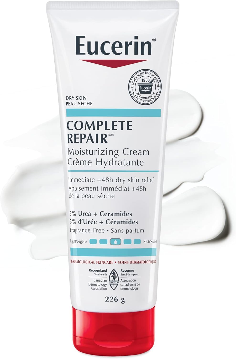 Eucerin Complete Repair Moisturizing Cream, Moisturizing Lotion with 5% Urea and Ceramides for Dry Skin, 226 g