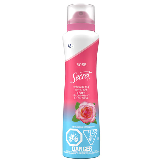 Secret Dry Spray Antiperspirant Deodorant, Wild Rose and Argan Oil, 116g