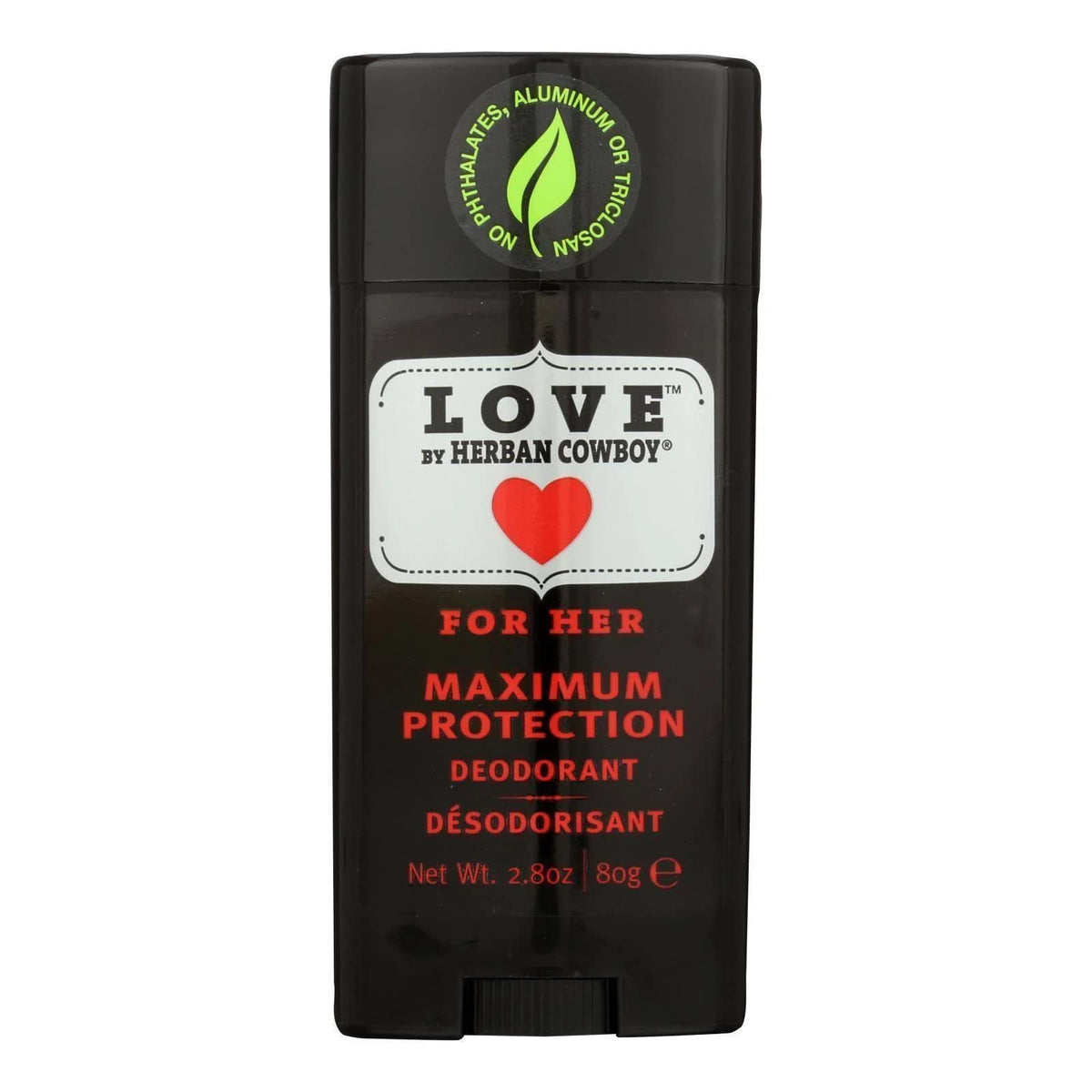 Herban Cowboy Maximum Protection Deodorant, Love, 2.8 Ounce