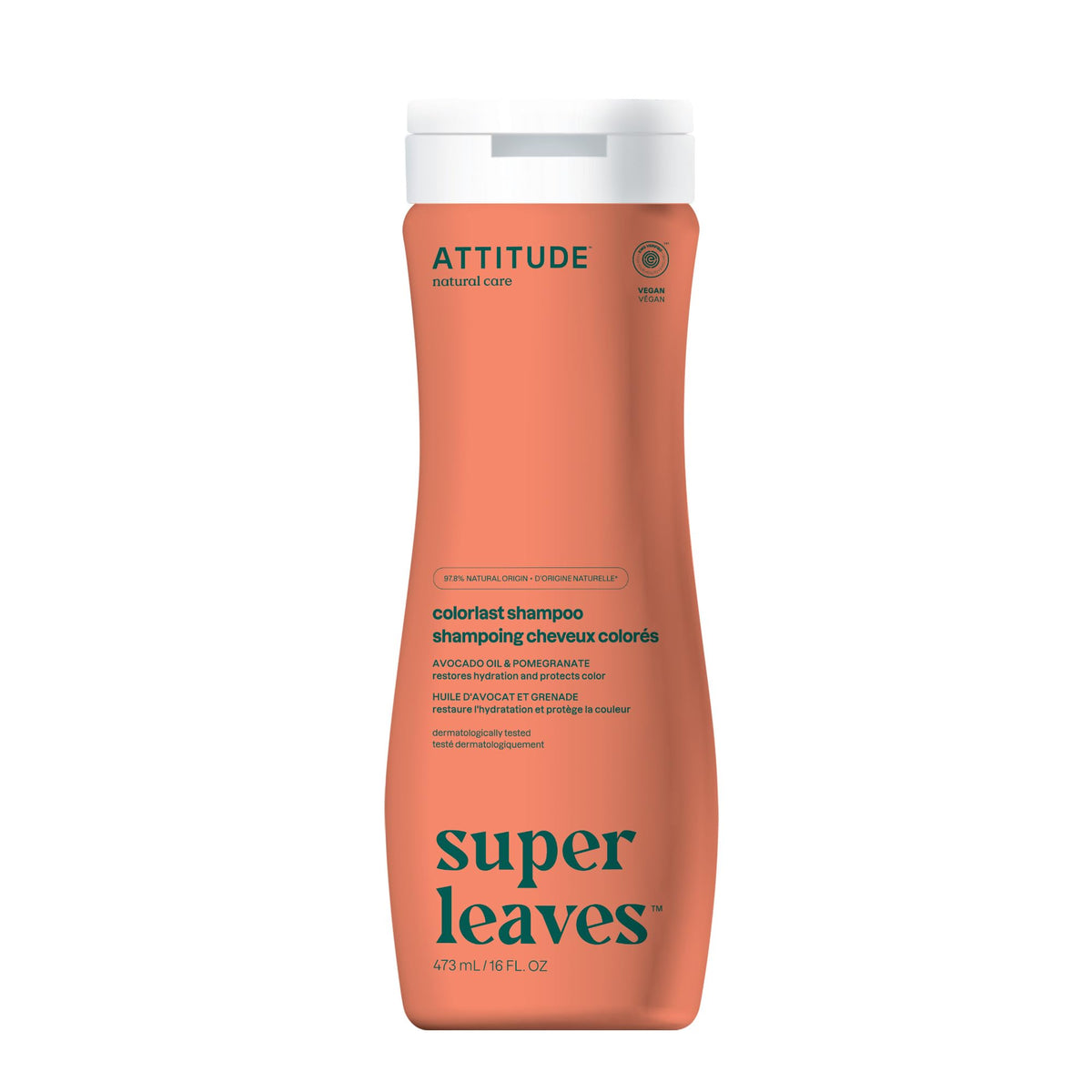 ATTITUDE Colorlast Hair Shampoo, Made in Canada, EWG Verified, Dermatologically Tested, Plant- and Mineral-Based, Vegan Beauty Products, Avocado Oil and Pomegranate, 473 mL