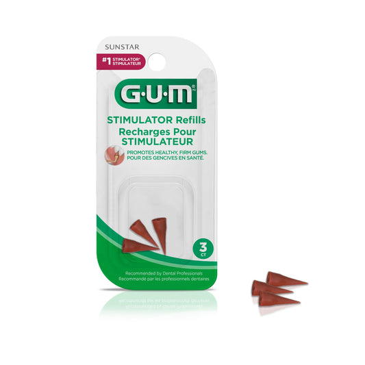 GUM Stimulator Rubber Tip Refills, Massages Gums, Stimulates Blood Flow, 3 Count
