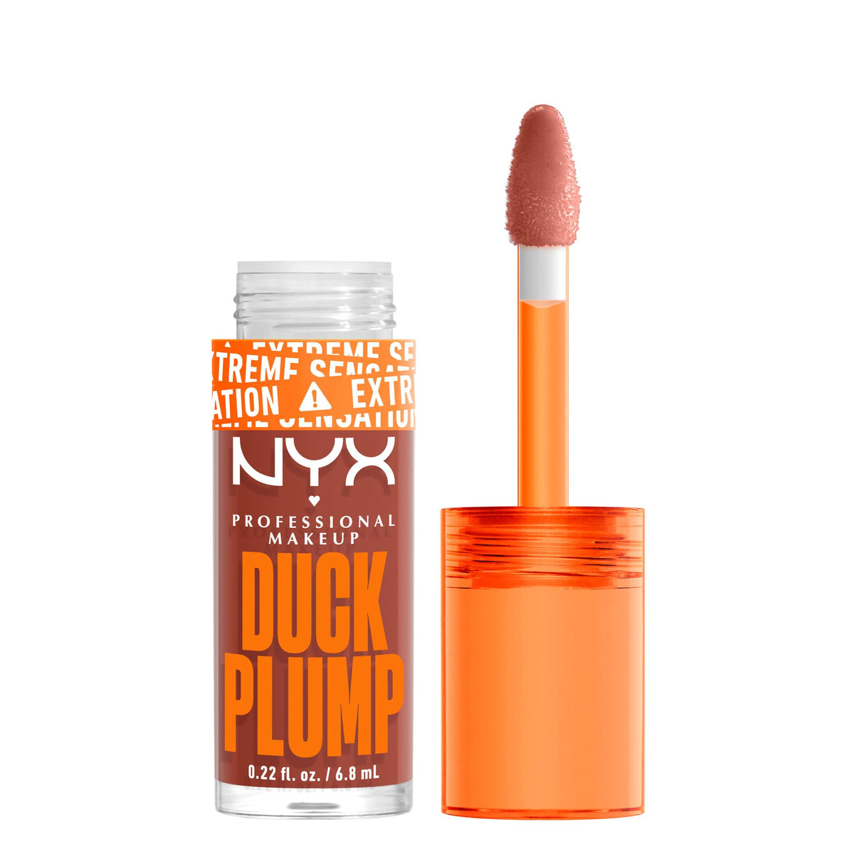 NYX PROFESSIONAL MAKEUP, Duck Plump High Pigment Lip Gloss, Plumping lip gloss, High pigment color, Vegan formula - Brown Of Applause (Brown Pink)
