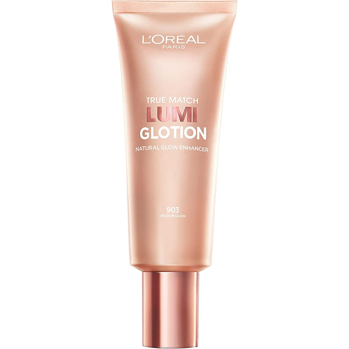 L’Oréal Paris True Match Lumi Glotion, Highlighter, Natural Glow Enhancer for Face & Body, Makeup, Instantly Hydrates and Illuminates Skin, Sheer Color Tint, Offers a Sunkissed Glow, 903 Medium, 40 mL