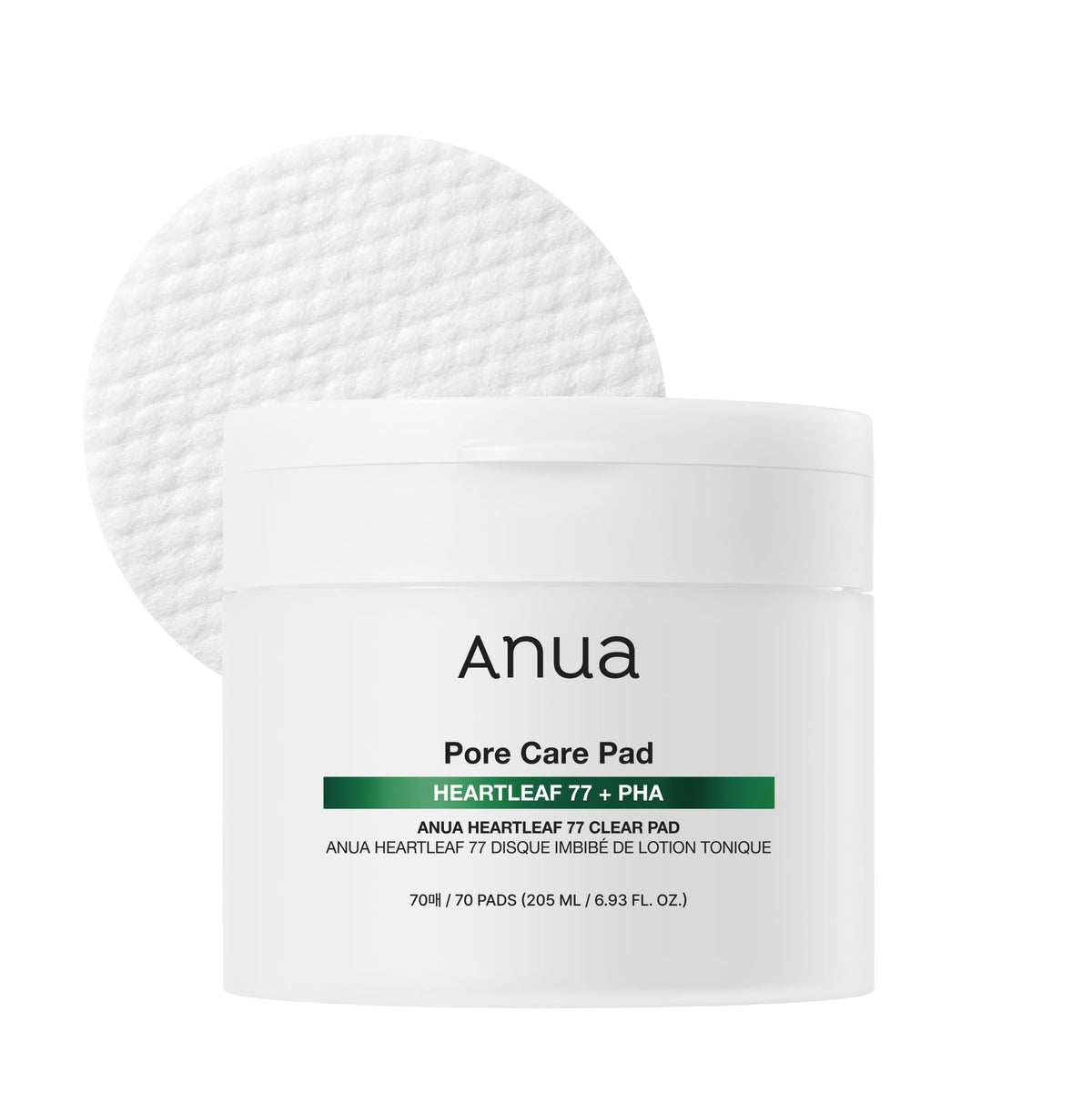Anua Heartleaf 77 Toner Pads, Daily Exfoliating Toner Pad for Skin Texture Care with Centella & PHA, Dual-Textured Pore Pads for Sensitive Skin, Smooth Skin, Non-Comedogenic, Korean Skin Care, 70 Pads