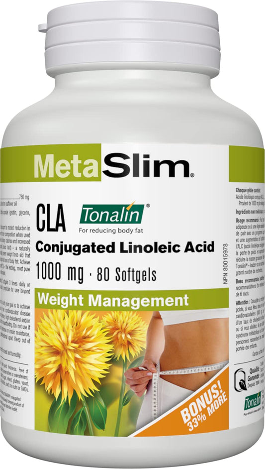 Webber Naturals MetaSlim, CLA (Conjugated Linoleic Acid), Softgel, 1,000 mg, 80 Count