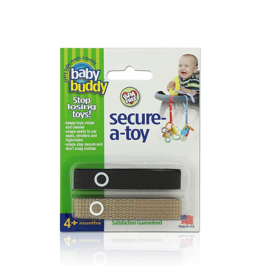 Baby Buddy 2-Count Secure-A-Toy, Black/Tan, 2-Pack