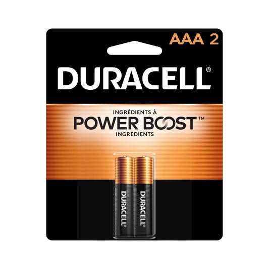 Duracell Coppertop AAA Batteries with Power Boost Ingredients, Triple A Batteries, 2 Count (Pack of 1) for Household and Office Devices, Alkaline AAA Battery