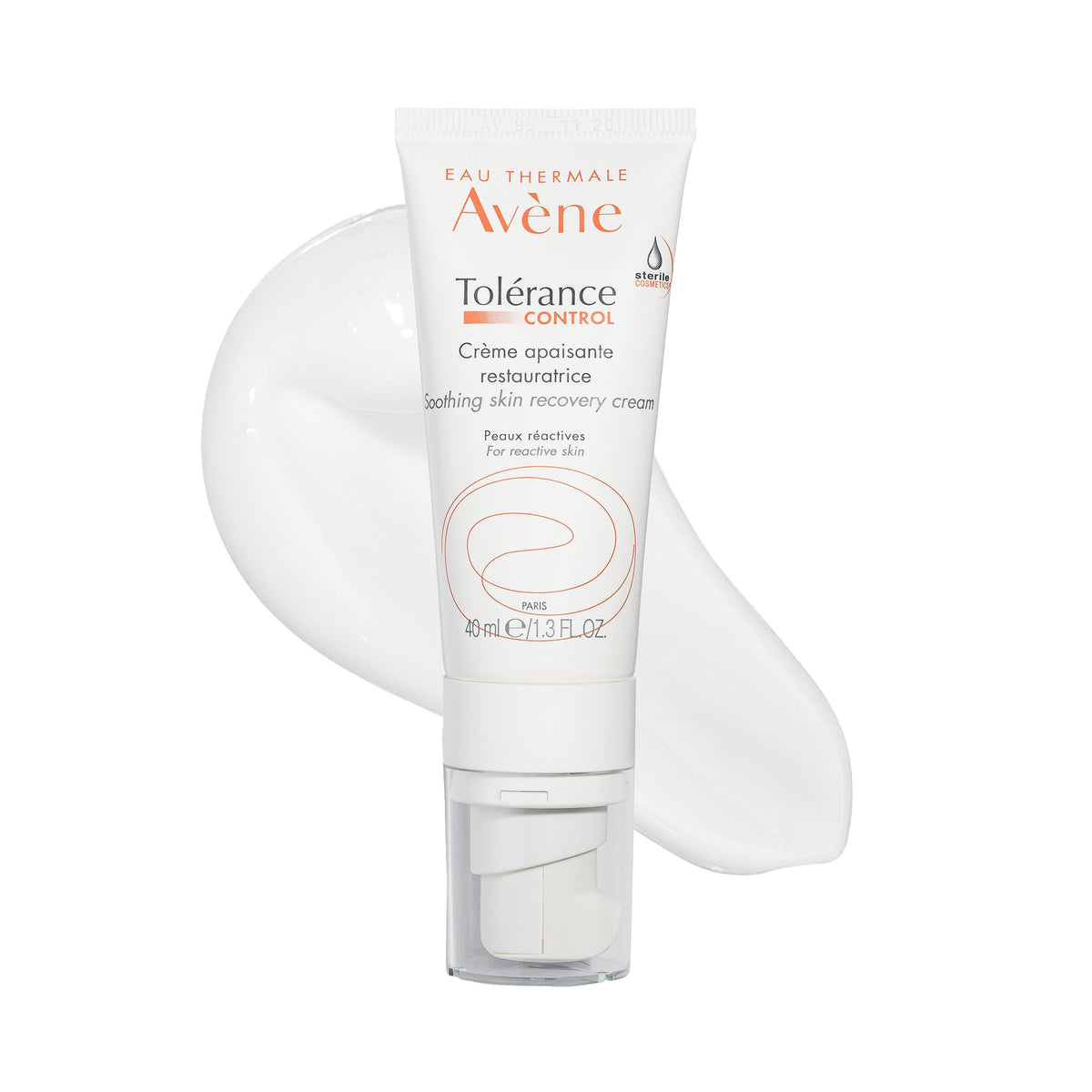 Eau Thermale Avene Tolerance Control Soothing Skin Recovery Cream, For all Hypersensitive, Reactive, Intolerant and Allergic skin, Normal to Combination skin, Tube with Sterile Cosmetic pump, Day Cream, 40 ml