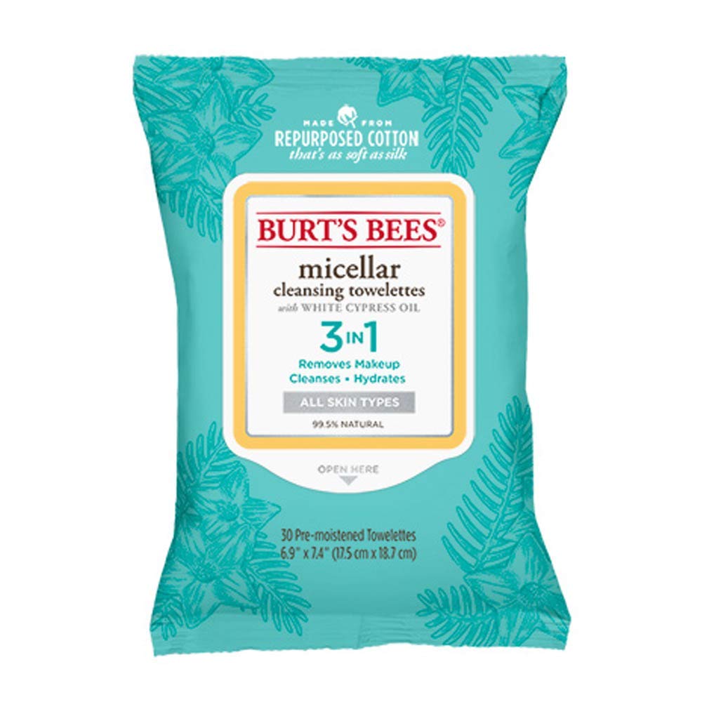 Burt's Bees Micellar Cleansing Towelettes, Micellar, 30 Count (packaging may vary)