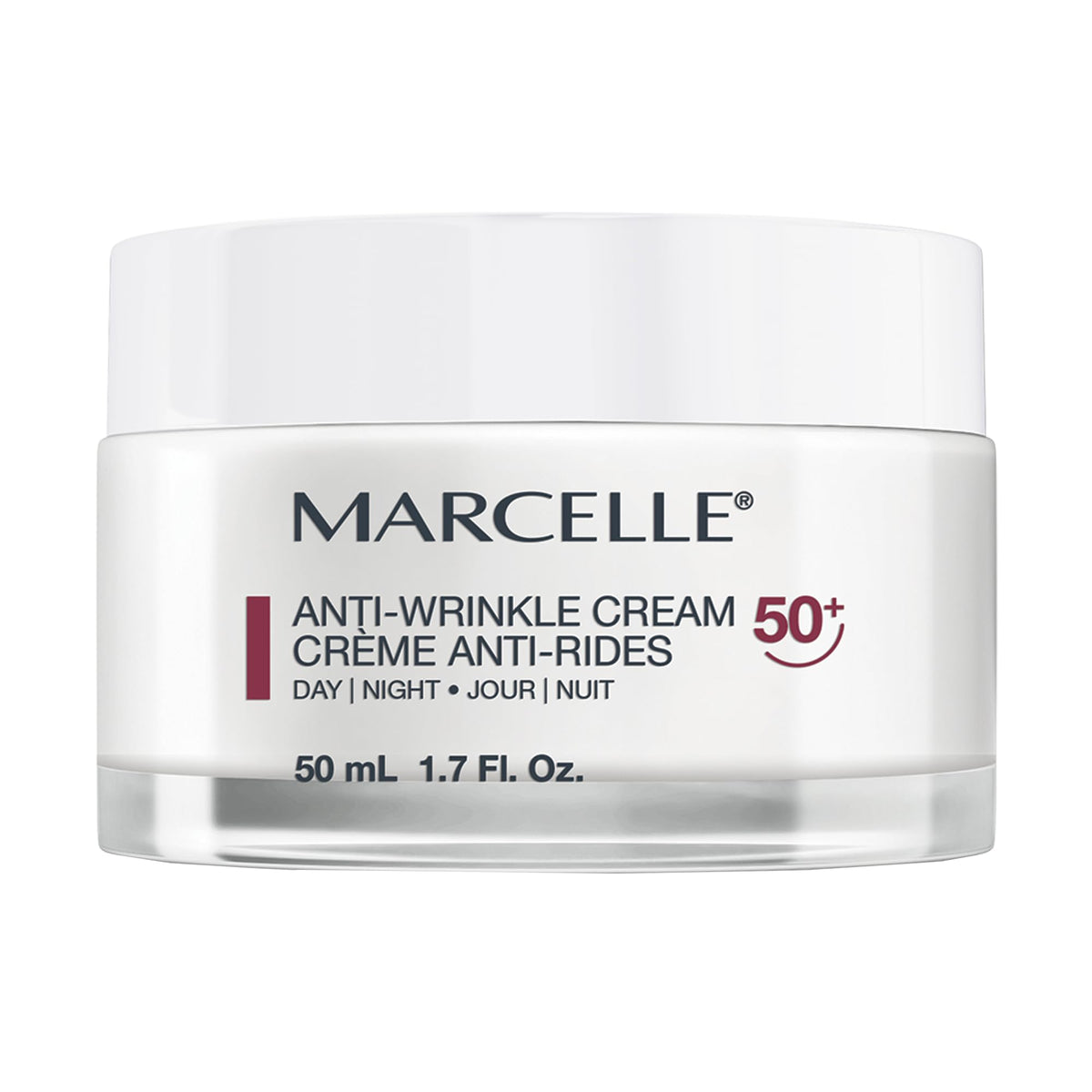 Marcelle Anti-Wrinkle Cream 50+, Day & Night, Anti-Aging Cream, Reduces Fine Lines & Wrinkles, 24H Hydration, Fragrance-Free, Hypoallergenic, Cruelty-Free, 50 mL