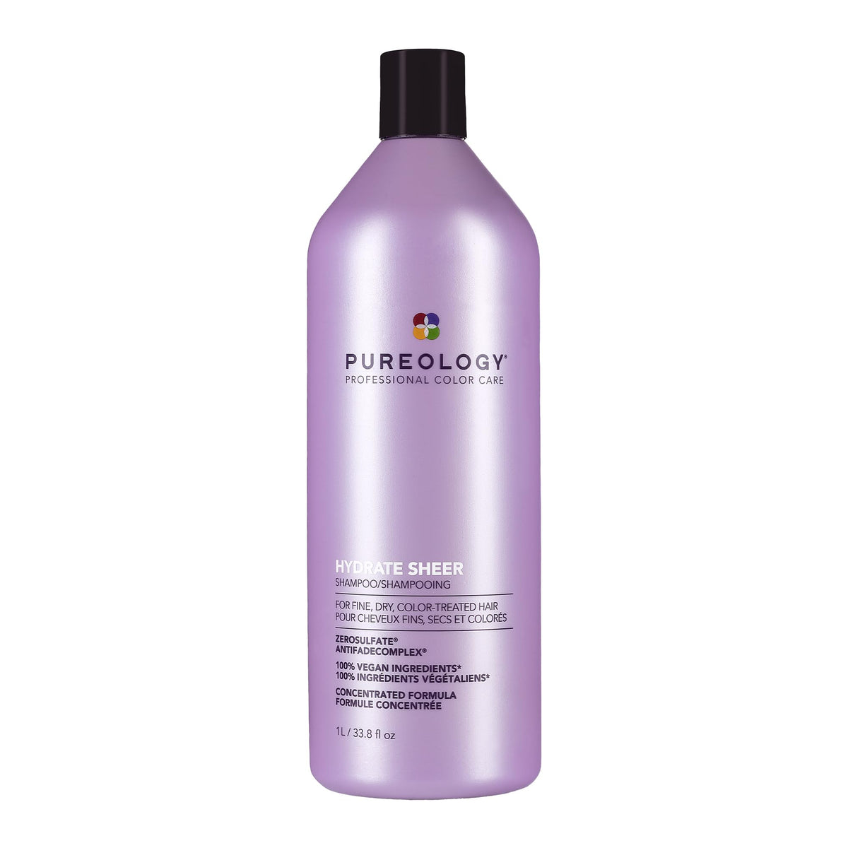 Pureology Hydrate Sheer Shampoo, Hydrating Shampoo, For fine to medium, For Dry Hair, Coloured Hair, For All Hair Types including Curls and Waves, Vegan, Sulfate-Free