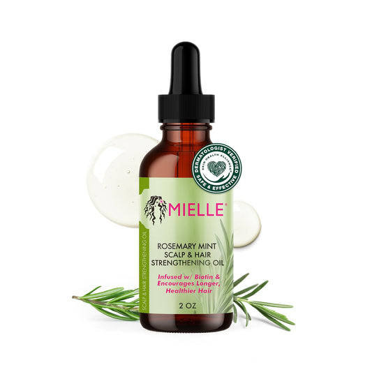 Mielle Organics Rosemary & Mint Hair Oil - Strengthening Biotin Oil Infused Frizzy & Damaged Hair Care - Split Ends & Dry Scalp Treatment to Support Longer, Healthier Strands, 2oz