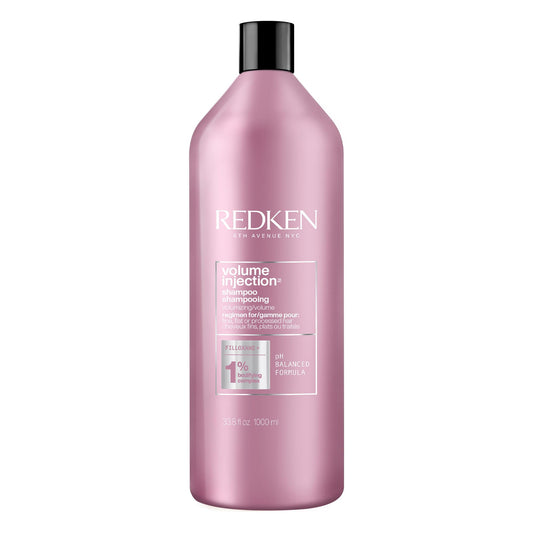 Redken Volume Injection Shampoo, Lightweight Volumizing Shampoo For Fine Hair, Instantly Creates Lift And Body For Flat Hair, Paraben Free, 1000 ML