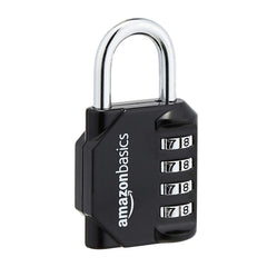 Amazon Basics 4-Digit Combination Padlock, Black, 2-Pack