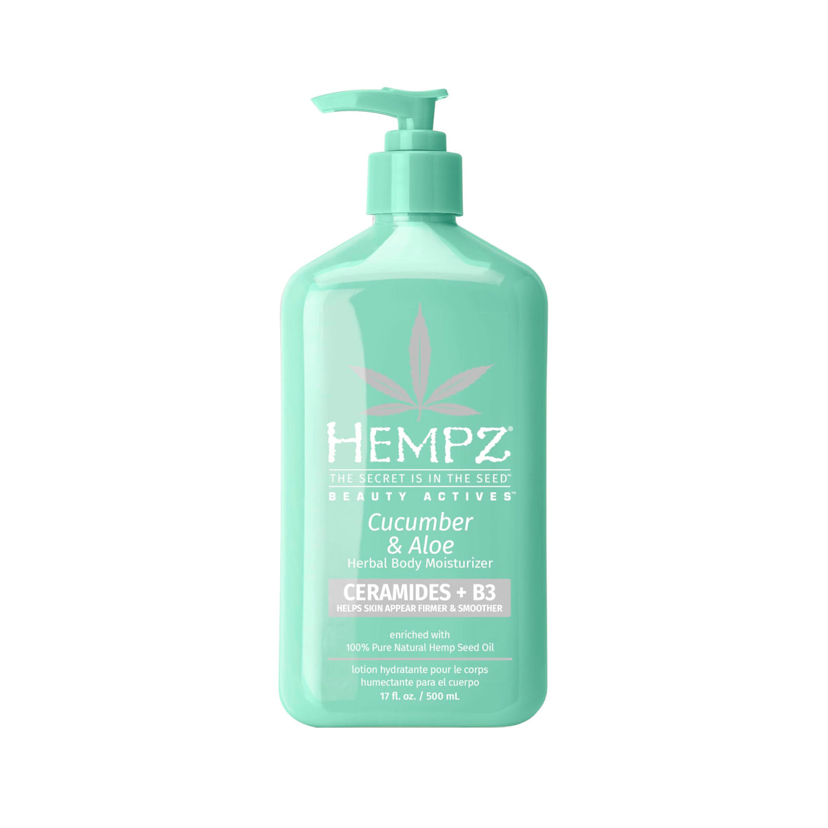 HEMPZ Body Lotion - Cucumber & Aloe Herbal Limited Edition Daily Moisturizing Cream, Shea Butter, Aloe, Cucumber Extract Body Moisturizer - Skin Care Products, Hemp Seed Oil - 17 Fl Oz