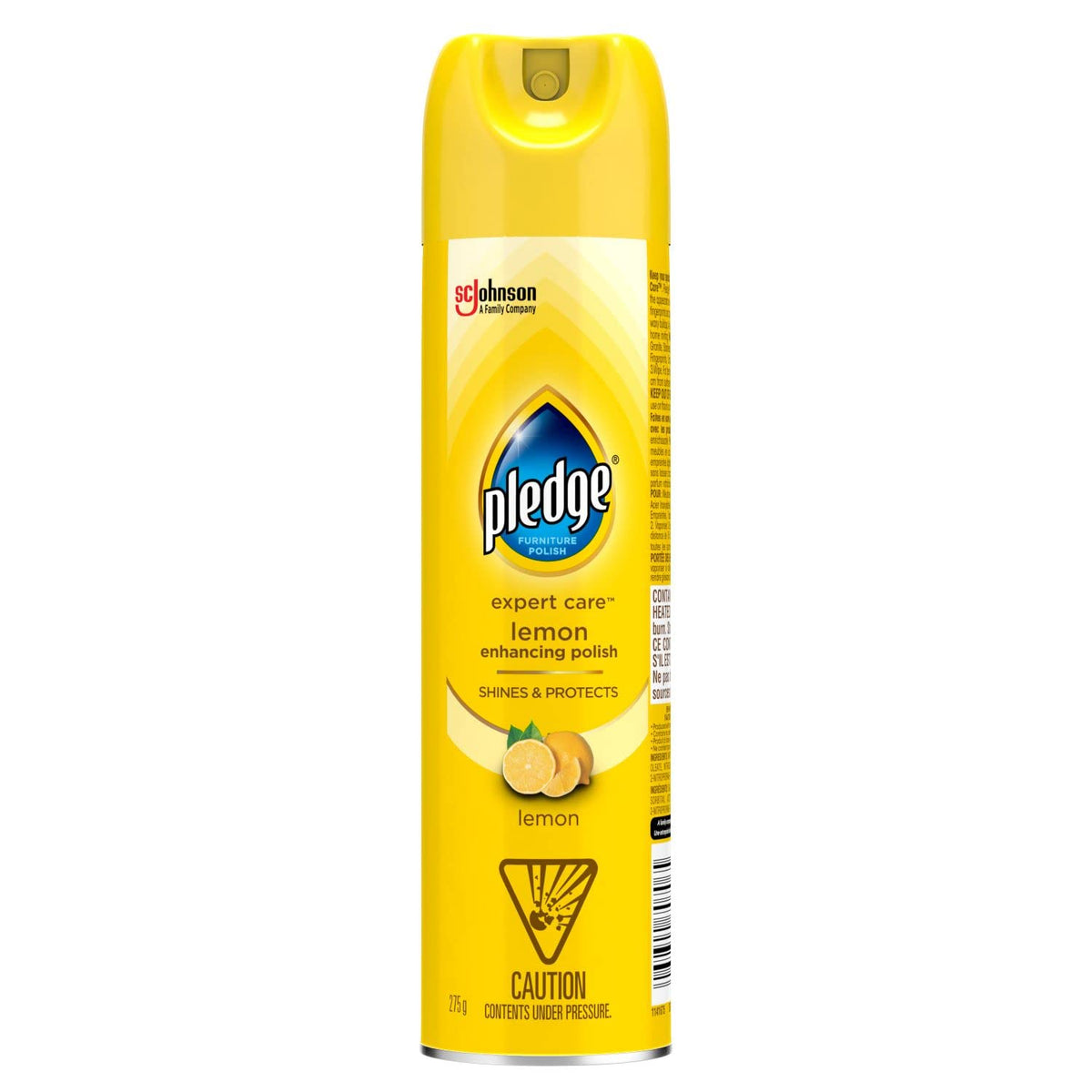 Pledge Furniture Polish and Moisturizing Mineral Oil Spray, Works Works on Wood, Leather, Laminate and More, Colourless Surface Protector, Lemon Scent, 275g