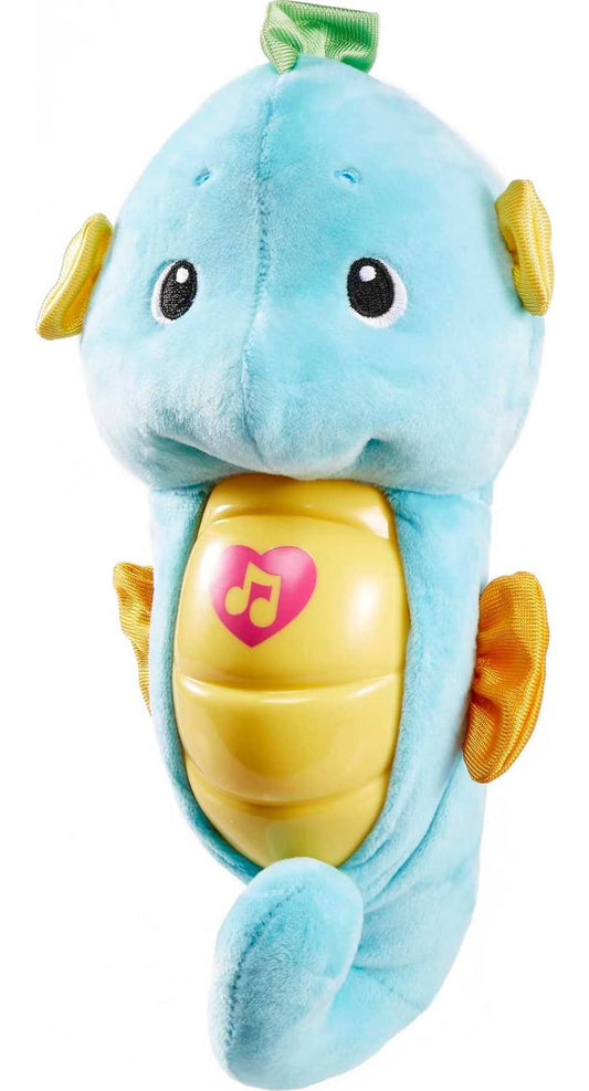 Fisher-Price Musical Baby Toy, Soothe & Glow Seahorse, Plush Sound Machine with Lights & Volume Control for Newborns, Blue