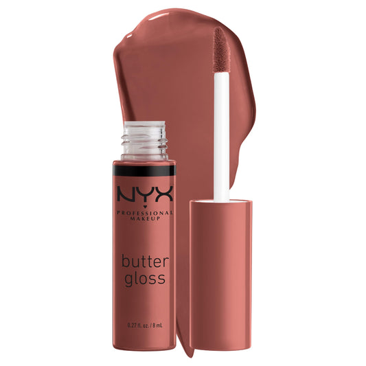 NYX Professional Makeup Butter Gloss, Silky smooth non-sticky formula lip gloss, Praline (Deep Nude), 8mL