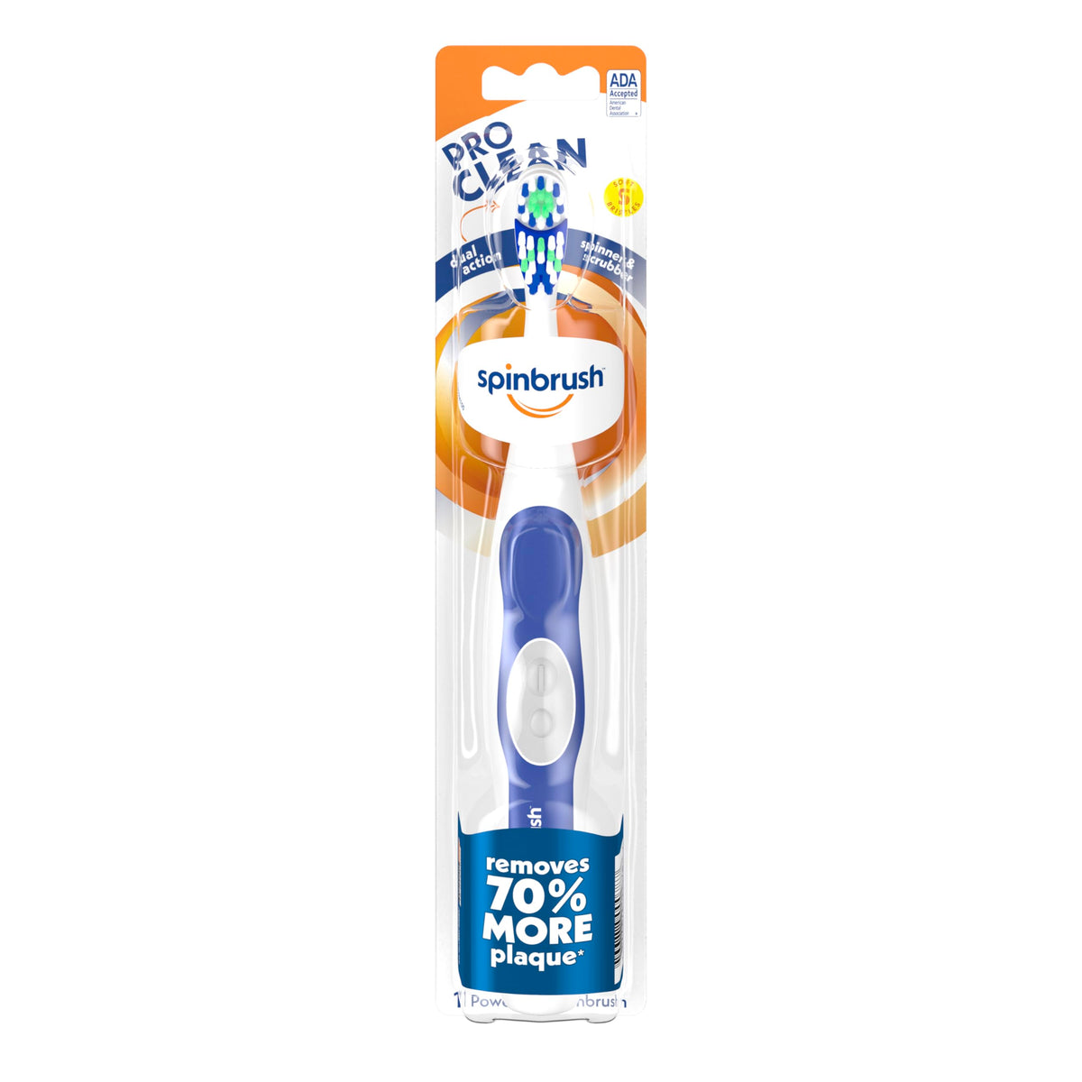 Spinbrush Pro Clean, Battery-Powered Electric Toothbrush, Adult, Medium Bristles, Duracell Batteries Included