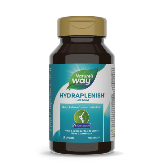 Nature's Way Hydraplenish Plus Collagen, MSM & Hyaluronic Acid, Osteoarthritis Joint Pain Support, BioCell Collagen, 60 Capsules