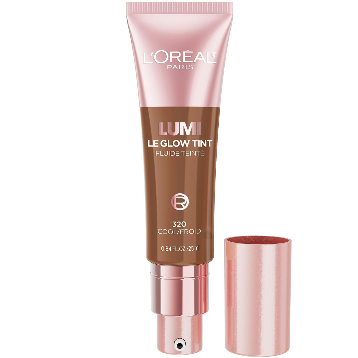 L'Oréal Paris Lumi Le Glow Tint, Glowy Skin Tint Foundation, Lightweight Buildable Coverage, Water-Based Formula, Medium Deep Cool 320, 25 ml