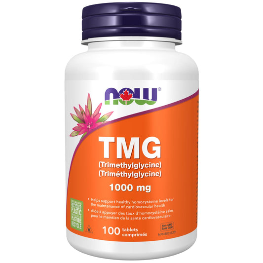 NOW Supplements, TMG Betaine (Trimethylglycine) 1,000 mg, Liver Support, 100 Tablets