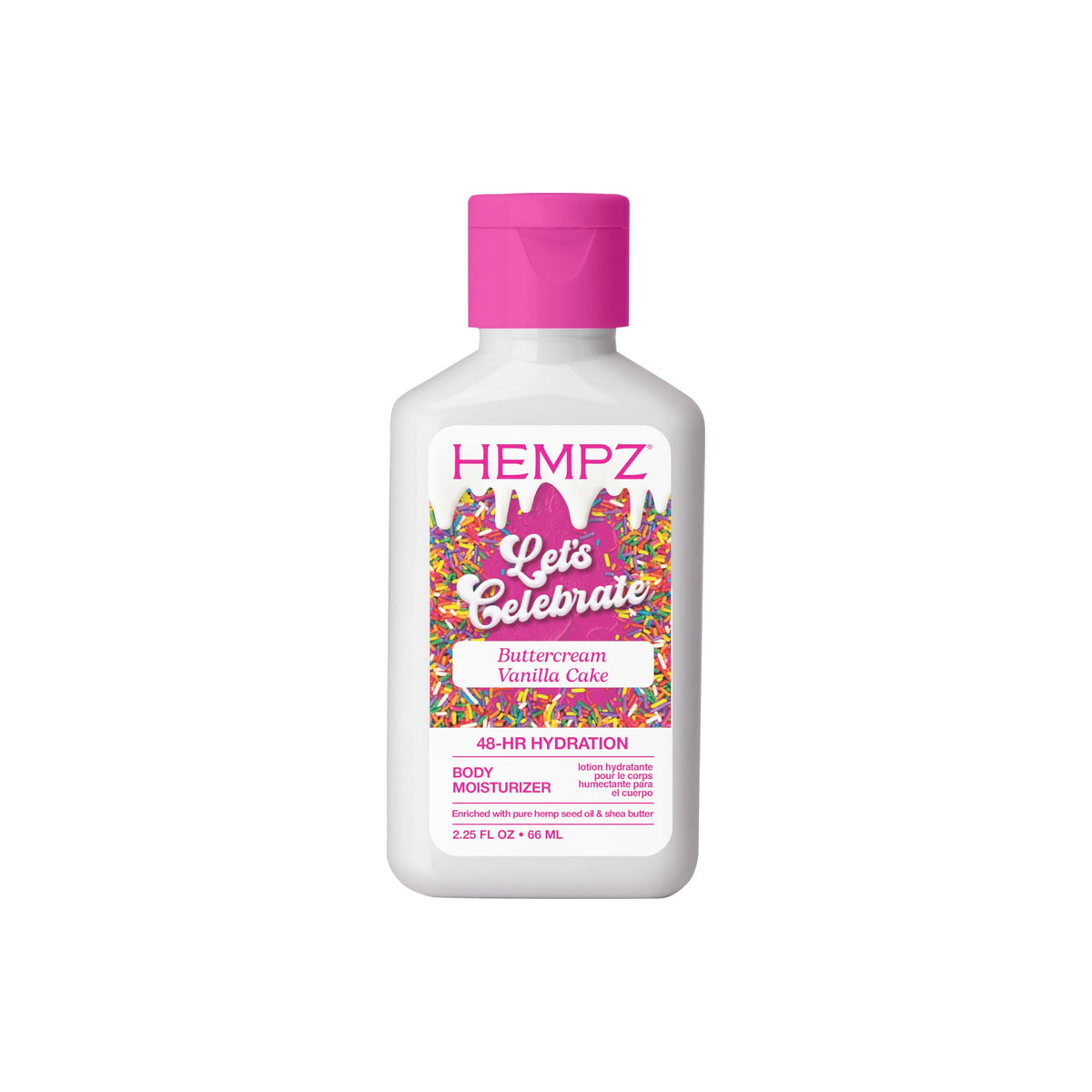 HEMPZ Body Lotion - Buttercream Cake Limited Edition Mini Daily Moisturizing Cream, Shea Butter, Agave, Rice & Oat Hand Cream - Skin Care Products, Hemp Seed Oil - Travel Size 2.25 Fl Oz
