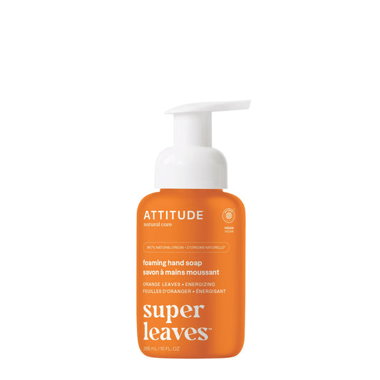 ATTITUDE Foaming Hand Soap, Made in Canada, EWG Verified, Dermatologically Tested, Plant and Mineral-Based, Vegan Personal Care Products, Orange Leaves, 295 mL