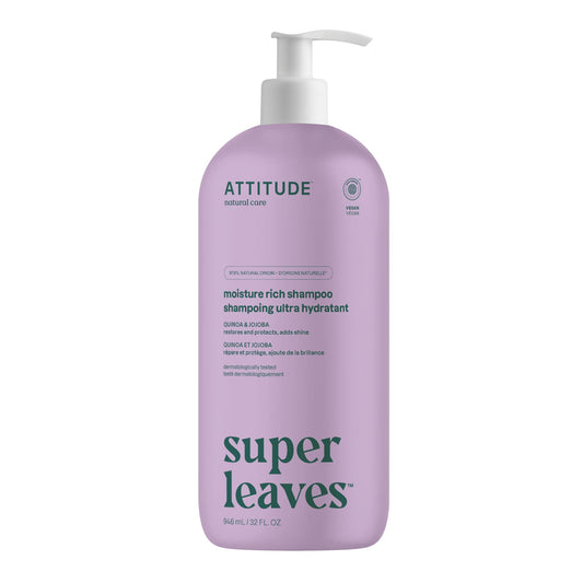 ATTITUDE Moisture Rich Hair Shampoo, Made in Canada, EWG Verified, For Dry and Damaged Hair, Naturally Derived Ingredients, Vegan and Plant Based, Quinoa and Jojoba, 946 mL