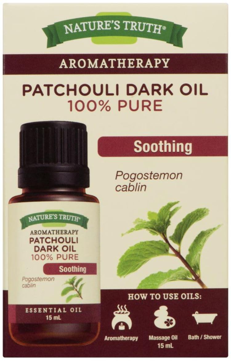 Nature’s Truth Patchouli Essential Oil 15 ml – 100% Pure Dark Patchouli Oil, Plant-Based, Aromatherapy, Diffuser, Massage & Bath Use