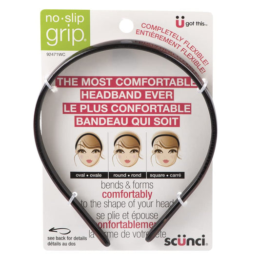 Scunci 92471Wc Bendable Black headband (Bends Perfectly To The Shape Of Your Head), 1 Count