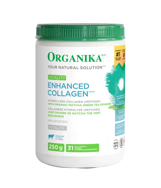 Organika Enhanced Collagen Vitality with Organic Matcha Powder- Sustained Energy and Antioxidant Collagen- 250g