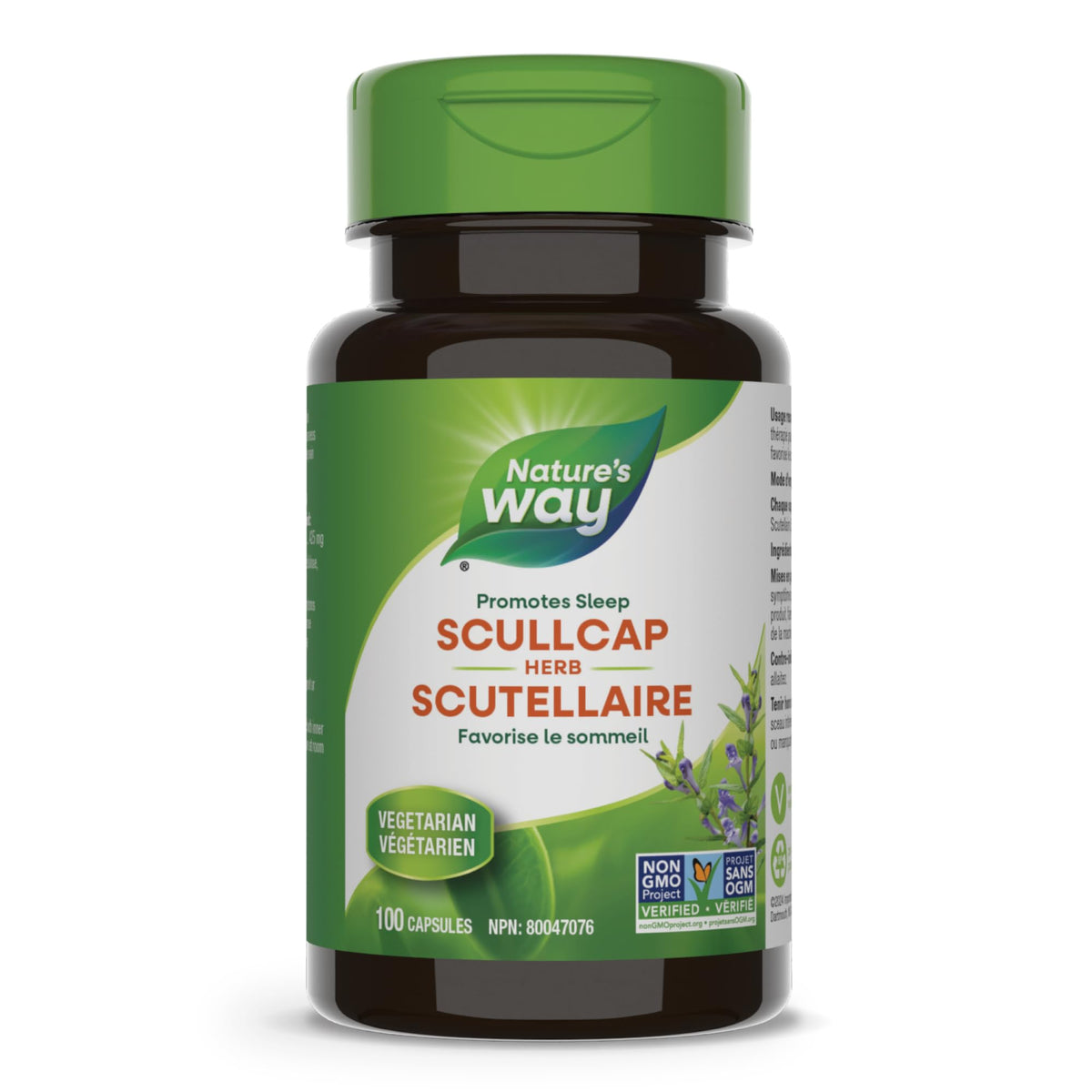 Nature's Way Scullcap Herb Supplement – Helps Relieve Restlessness and Nervousness, Promoting Sleep – Used in Herbal Medicine as Menstruation Pain Support – 100 Vegetarian Capsules