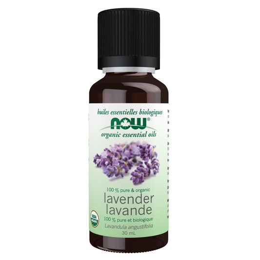 NOW Essential Oils, Organic Lavender Oil, Soothing Aromatherapy Scent, Steam Distilled, 100% Pure, Vegan, Child Resistant Cap, 30mL