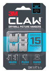 3M Claw Drywall Picture Hangers: Drywall Picture Hanger 15 lb. with Temporary Spot Marker / 5-Pack (Silver) / 5-Pack