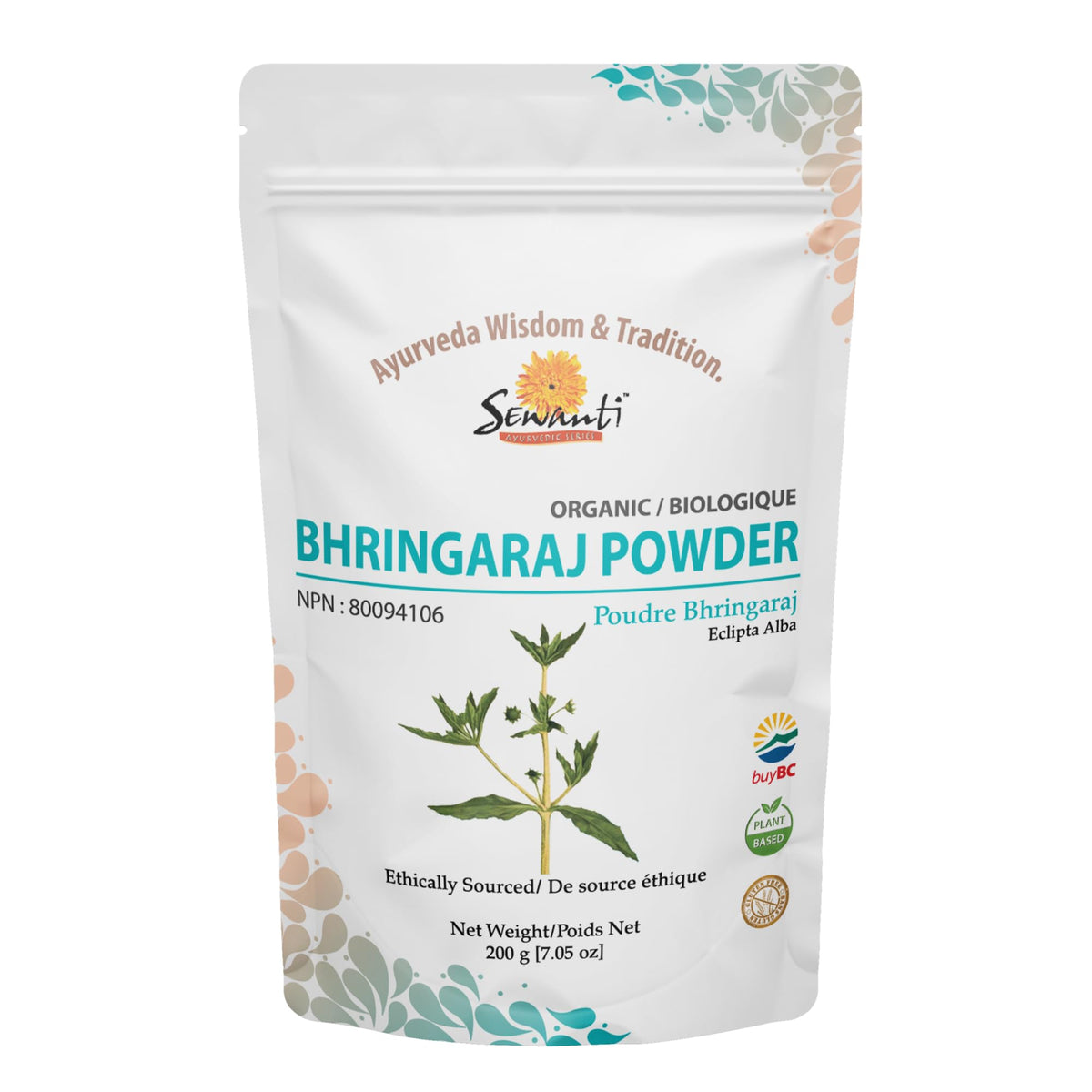 Organic Bhringaraj/Bhringraj Powder 200g/ NPN 80094106 / Eclipta Prostrata/For healthy hair, skin, and teeth