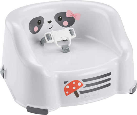 Fisher-Price Toddler Booster Seat Simple Clean & Comfort Raccoon Chair for Dining Table & Travel with Baby, Contoured Seat