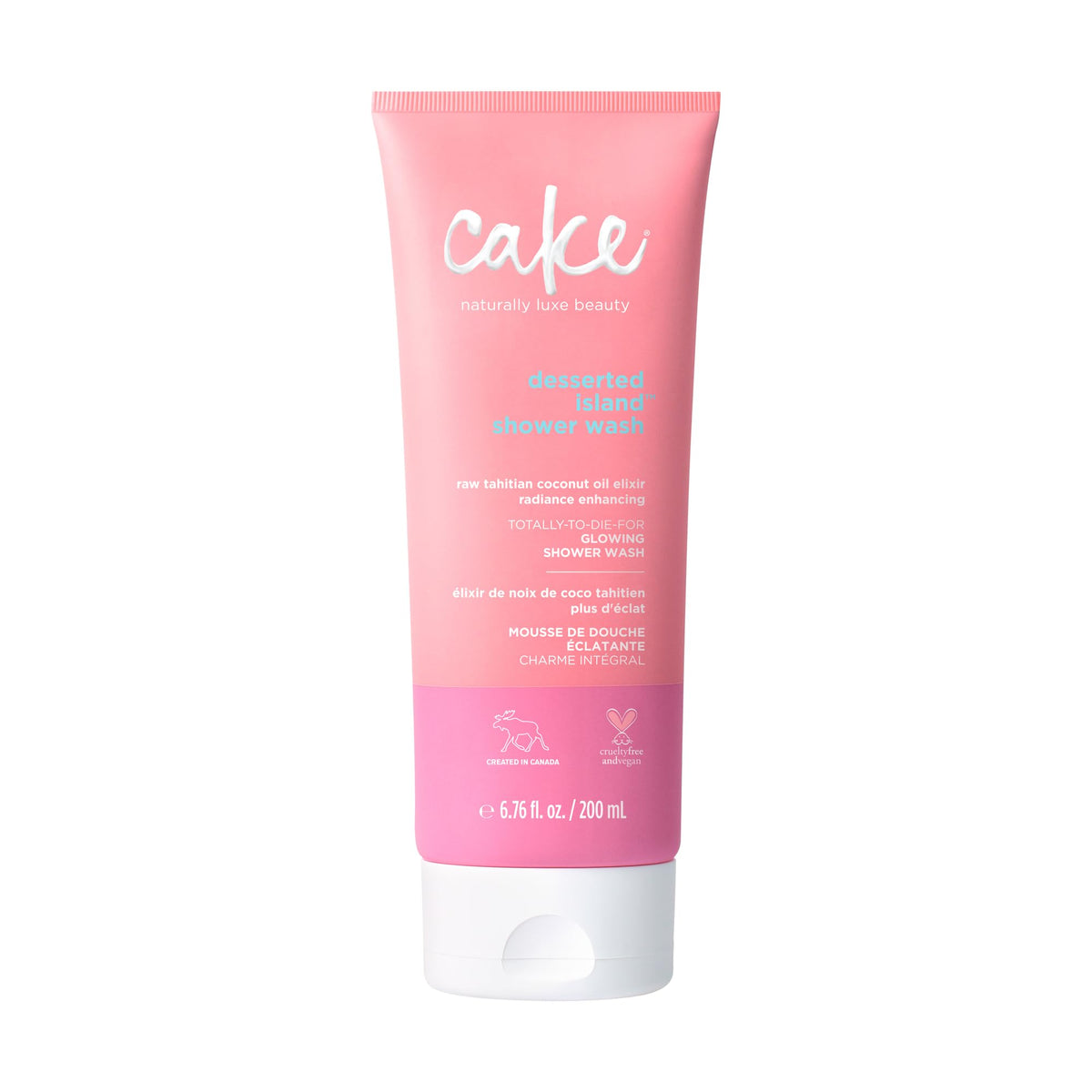 Cake Beauty Glowing Body Wash, Desserted Island – Oil Infused, Hydrating & Radiance Enhancing Body Wash – For Dry Skin – Tahitian Coconut Oil & Aloe Leaf Juice – 200 mL