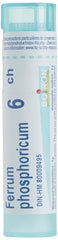 Boiron Ferrum phosphoricum 6ch,Homeopathic medicine. Each tube contains 4 g (approximately 80 pellets)