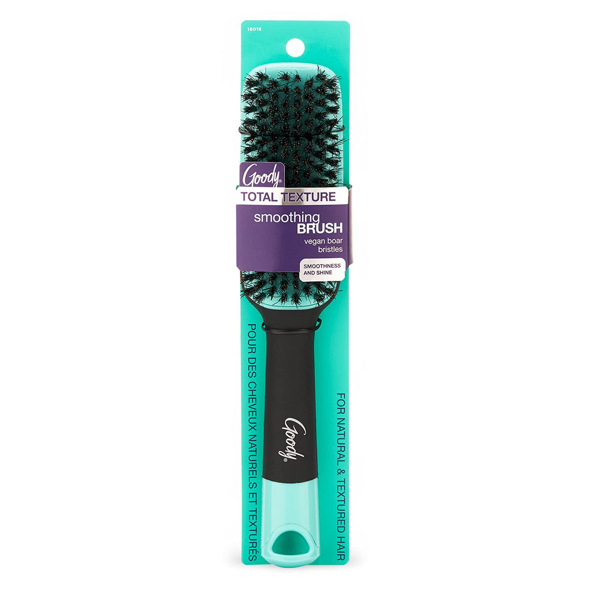 Goody Total Texture Detangler Brush - Firm Bristles, Smoothens Frizz, Ergonomic Design, Use as a Detangling or Styling Brush for Textured Hair, Vibrant Turquoise