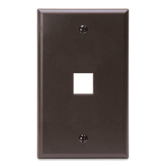 Leviton QuickPort Wallplate, Single Gang, 1-Port, 41080-1BP, Brown
