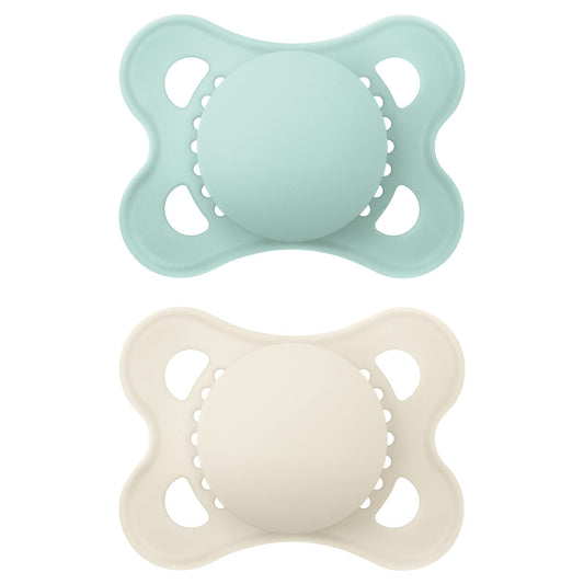 MAM Original Matte Baby Pacifiers 0-6 Months, Binky for Newborn Babies, BPA-Free Skin Soft Silicone Nipple, Easy to Clean, Developed With Medical Experts, 2 Pack, With Sterilizer Case, Made In Europe