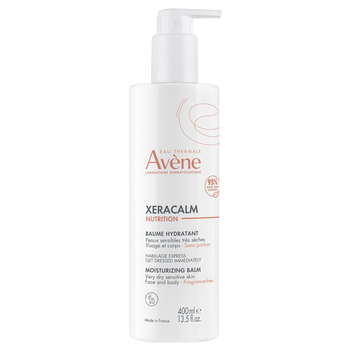 Eau Thermale Avène XeraCalm Nutrition Moisturizing Balm, sensitive dry very skin, high-tolerance, nourishes 48hrs, fragrance-free, with niacinamide, 400ml