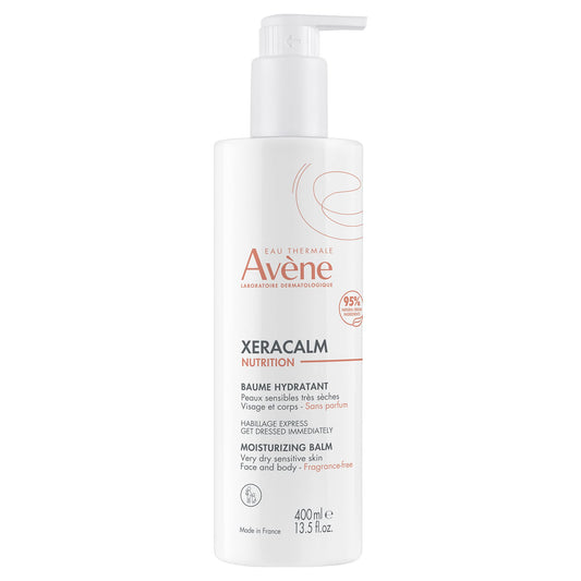 Eau Thermale Avène XeraCalm Nutrition Moisturizing Balm, sensitive dry very skin, high-tolerance, nourishes 48hrs, fragrance-free, with niacinamide, 400ml