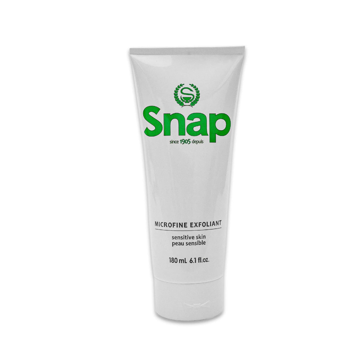 Snap Gentle Facial Scrub Microfine Exfoliant for Sensitive Skin, Contains 100% Natural Pumice and Extracts of Tea Tree, Chamomile & Aloe Vera, Made in Canada, 180ml