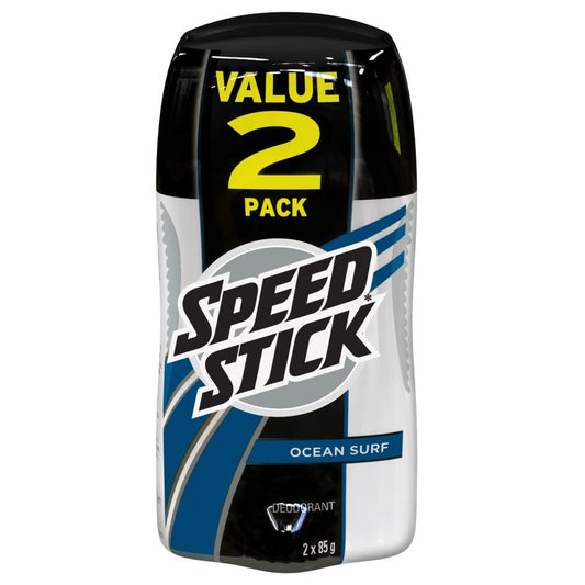 Speed Stick Deodorant for Men, Ocean Surf Scent, 85g (2 Pack) – 24-Hour Odor Protection, Fresh Masculine Fragrance, Smooth Application Men's Deodorant, Long-Lasting Confidence