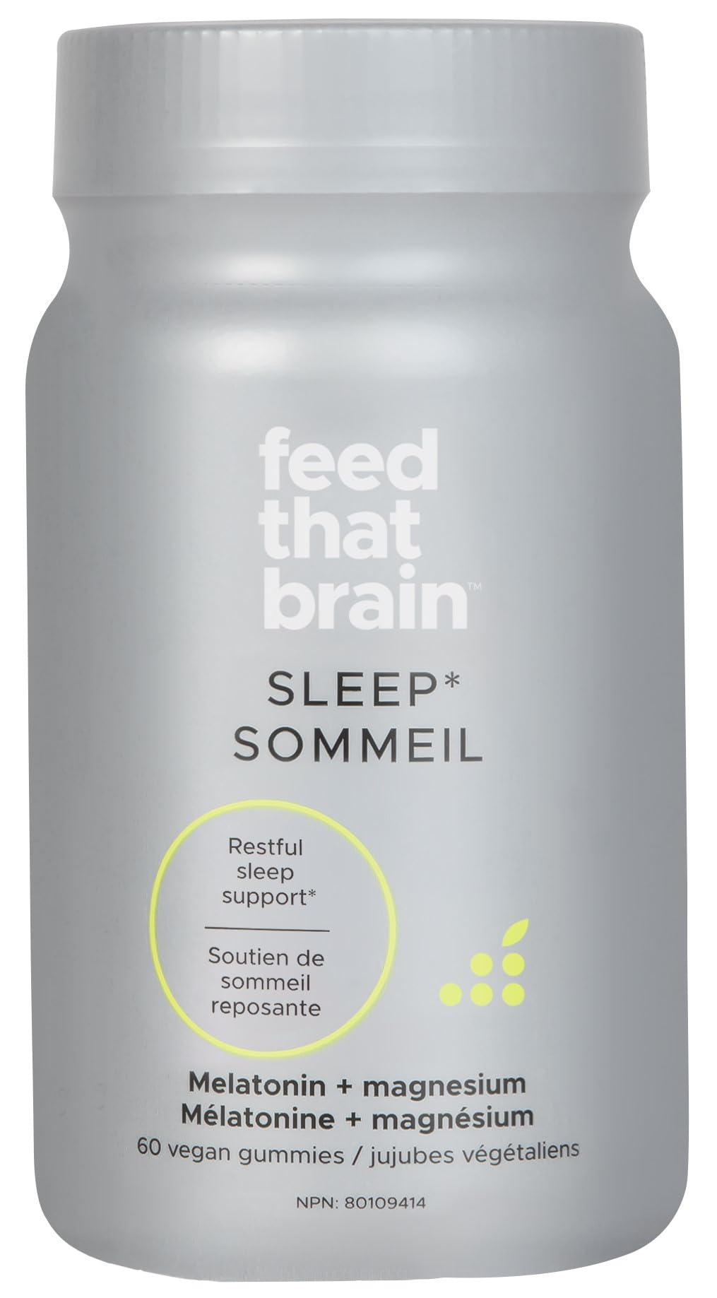 Feed That Brain Sleep Gummy with Melatonin, Magnesium and L-Threonine (Citrus Flavour), 60pc Gluten-Free Vegan Gummy